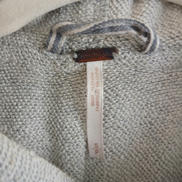 Free People Double Weave Distressed Denim Sweatshirt Jacket Women's S Thrashed - Picture 6 of 8